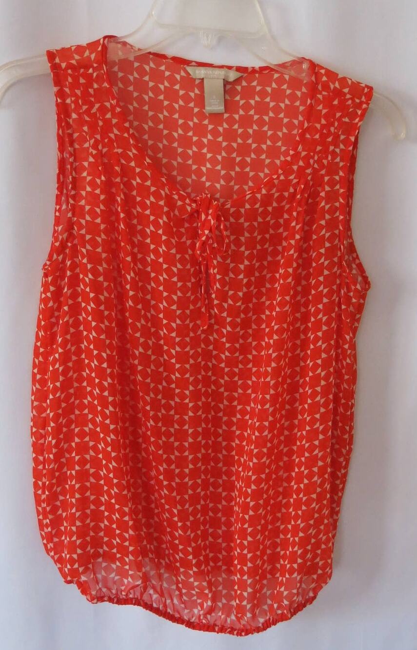 BANANA REPUBLIC Top Size S Sleeveless Orange White Summer Casual Boho Peasant